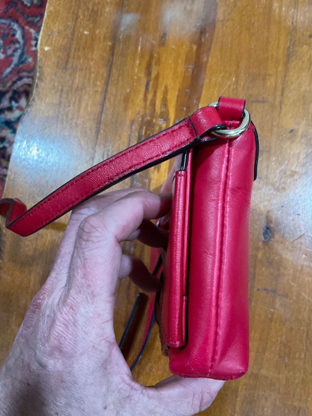 Kate Spade New York Red Smooth Leather Bow Crossbody Bag Flap Clutch - Picture 11 of 11